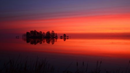 Sunset over the Sea - sky, sunset, sea, clouds