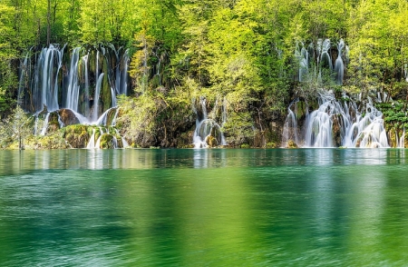 Waterfall - stream, forest, trees, river