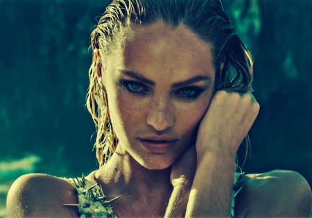 Candice Swanepoel - woman, girl, summer, model, face, blue, green, candice swanepoel, blonde