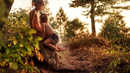 Happy Summer - summer, happiness, forest, children