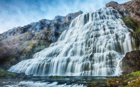 Waterfall - nature, water, mountains, waterfall