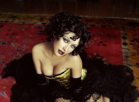 Christina Aguilera - red, black, singer, christina aguilera, brunette, girl, artist, woman