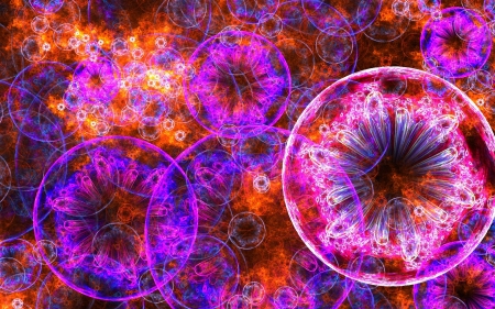 Abstract bubbles - fractal, purple, abstract, pink, orange, bubbles, texture