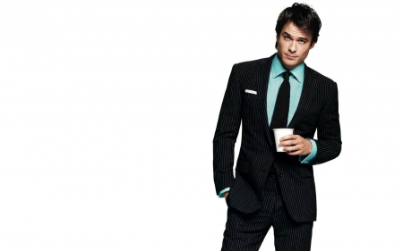 Ian Somerhalder - white, costume, ian somerhalder, man, blue, actor, black