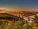 long marsh pier at sunset hdr