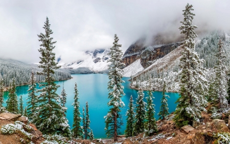 Banff Nat'l. Park in the Winter - nature, lake, trees, snow, canada, mountains