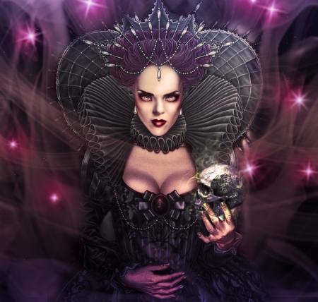 Evil Queen - skull, queen, gothic, dark