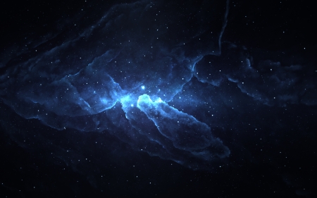 Nebula - space, black, cosmos, blue, stars, nebula