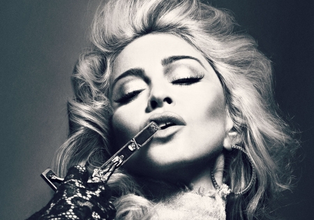 Madonna - woman, artist, actress, girl, singer, madonna, bw, black, cross, white, blonde