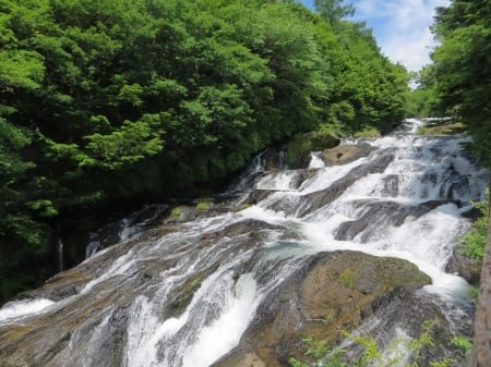 Ryuzu Falls, Yugawa River, Japan - trees, rocks, water, cascades