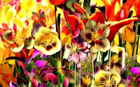 Pansies - Paintography Art - nture, flowers, paintography, pansies