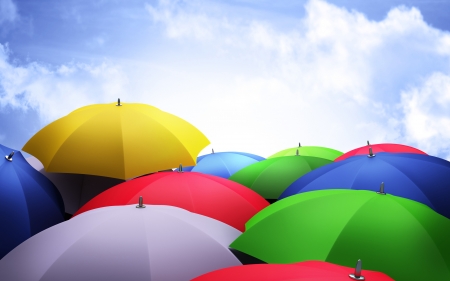 Rainbow colors umbrellas - color, shelter, umbrella, rain