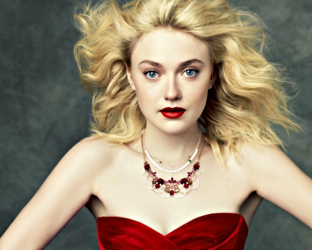 Dakota Fanning - woman, actress, girl, red, jewel, dakota fanning, blonde