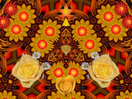 Flowers from the Q 2 - fractal, abstract, collage, 3d, eye candy