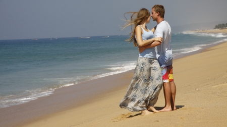 Beach Couple - love, couple, romantic, sea