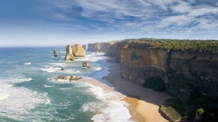 Coastal-cliffs-near-Great-Ocean-Road - great ocen road, nature, beaches, near-great-ocean-road, australia, coastal, cliffs, waves