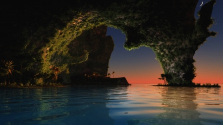 hole in the wall - nature, fun, ocean, cool, sunset