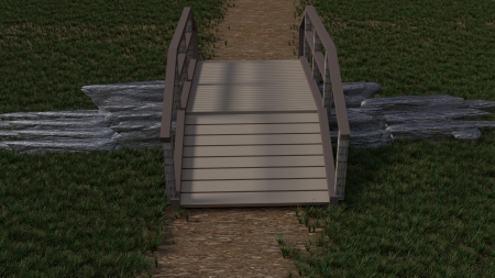 Footbridge over a rock outcropping - sfrederick2, bridge, cg, footbridge