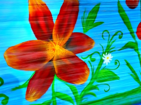 painted artwork 2 of 8 - blue, graffitti, flower, art, painted