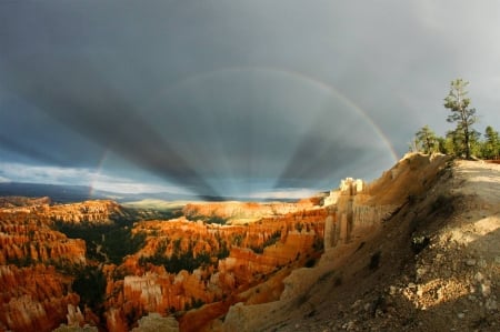 Rainbows and Rays over Bryce Canyon - nature, fun, rainbow, cool, desert