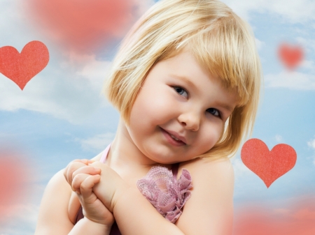 Cute Little Girl - smile, girl, happy, heart