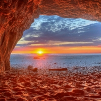 Sunset on a Beach Cave, San Gregorio, California