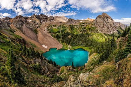 Blue Lakes Pass, Colorado - sky, trees, landscape, clouds, mountains