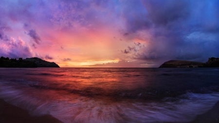 gorgeous beach sunset hdr - beach, surf, sunset, shore, hdr, sea