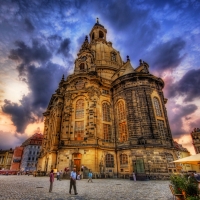 church in dresden town square hdr