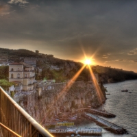 gorgeous sunset over a seaside town hdr