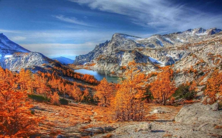 spectacular autumn mountains hdr - lake, autumn, trees, mountains, hdr