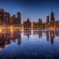 chicago lake reflections at dusk hdr