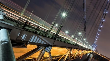 fantastic night view of george washington bridge hdr - span, night, hdr, bridge, lights