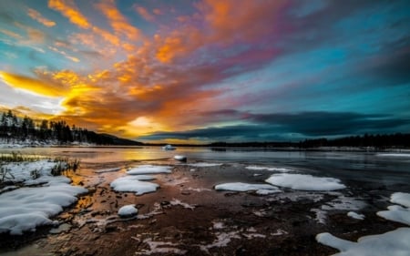 Sunset - beach, sunset, sea, clouds