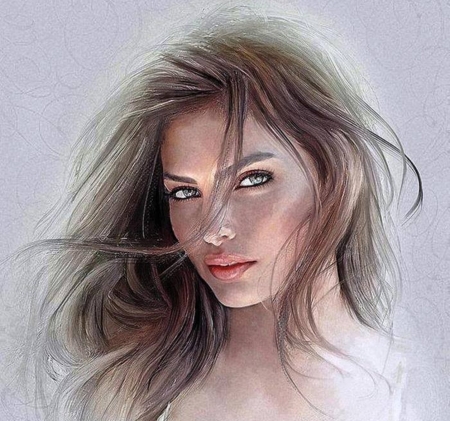 Gorgeous Face - face, painting, girl, pretty