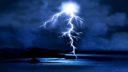 ~*~ Thunderstorm ~*~ - thunderstorm, force of nature, nature, HD wallpaper, sea at thunderstorm, sky