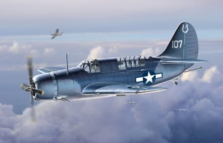 Curtiss Helldiver Art - art, world war two, artwork, curtiss helldiver, united states navy, world war two art