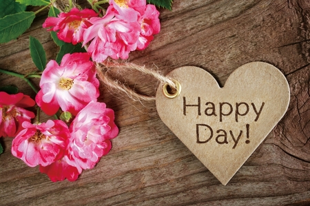 Happy Day - flowers, pink, heart, soft