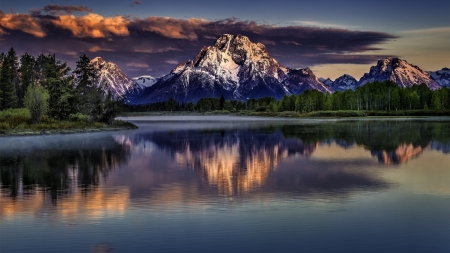 Mount Moran - lake, reflection, mountains, nature