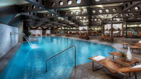 fantastic spa swimming pool hdr - fountain, spa, hdr, chairs, pool, indoor