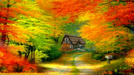 ~*~ Autumn ~*~ - nature, cottage autumn, autumn, landscape, hd wallpaper, fall trees