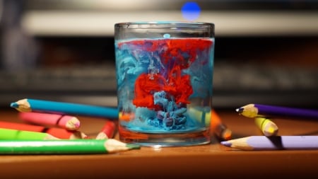 Color Water - color, art, pencil, glass