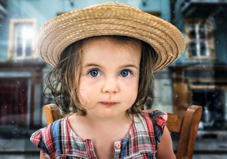 Little girl - hat, girl, cute, john wilhelm, little, just yuna in restaurant