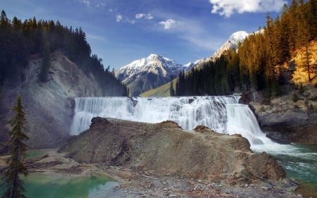 Wapta Waterfall, Yoho Nat'l. Park, Alberta - forests, mountains, canada, waterfall