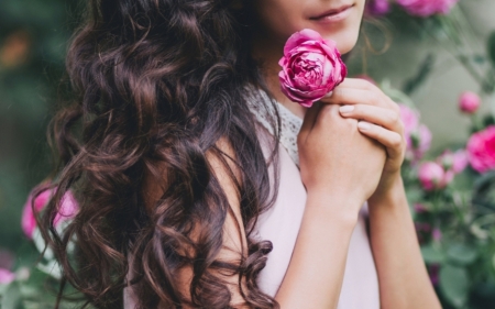 Beauty - pretty, beauty, model, flowers, yellow