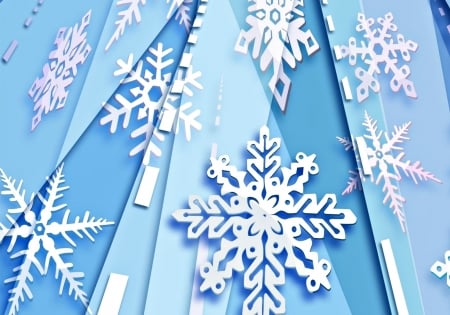 Snowflakes - white, winter, snowflake, blue, texture