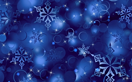 Snowflakes - winter, snowflake, bokeh, texture, abstract, blue