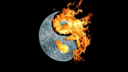 Flaming taijitu - black, fire, ying, yang, orange, flaming taijitu, tao