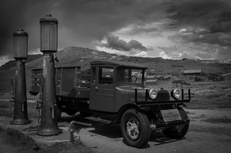 Pit Stop - photography, mining, gas station, Dodge, California, 1927, old, service, Pentax, ghost town, Bodie, gasoline