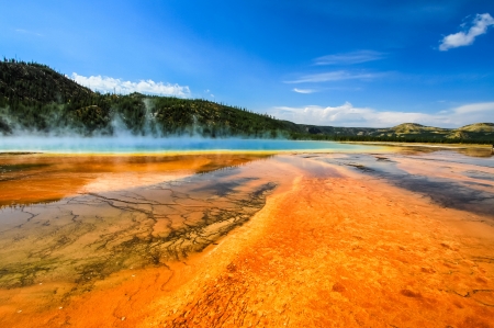 Grand Prismatic Spring, Yellowstone NP - dust, yellow, usa, landscape